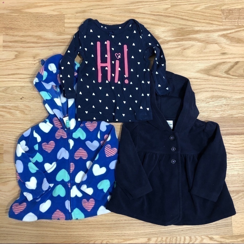 Carter’s Top Bundle 9 months Fleece Sweatshirts Hi Hearts Blue Hooded